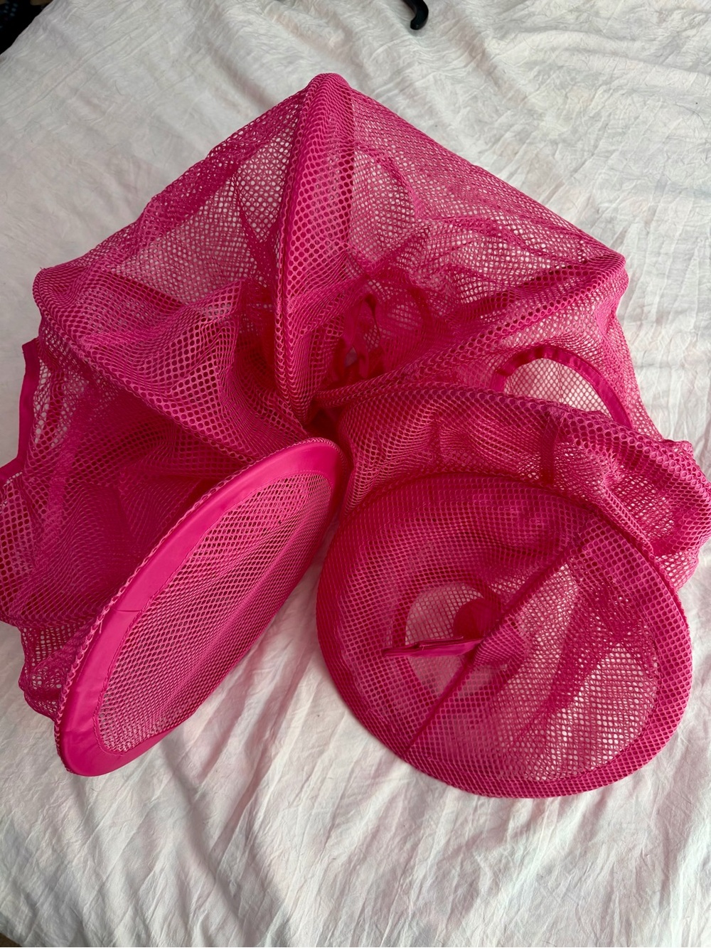 Bright Pink Mesh Stuffed Animal Hanging Storage